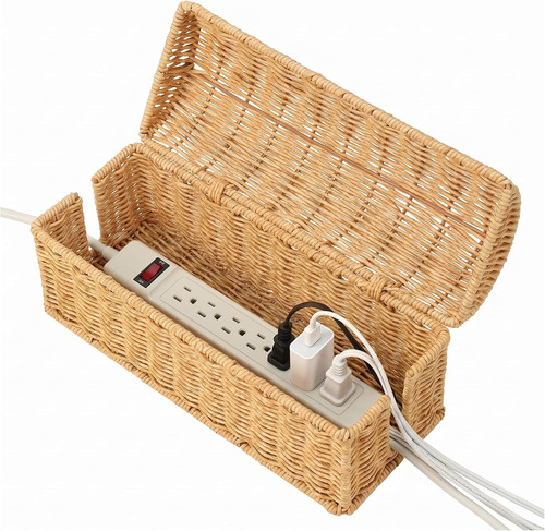 Rattan cable management box - management,