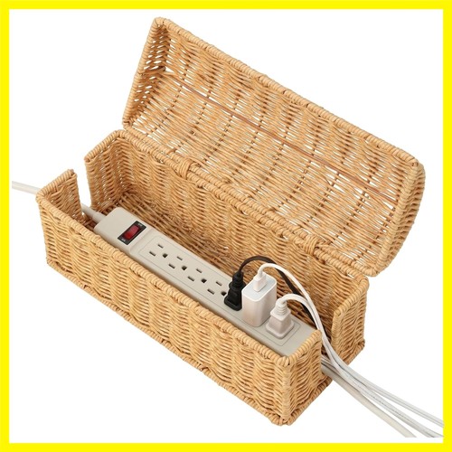 Rattan cable management box - cable,