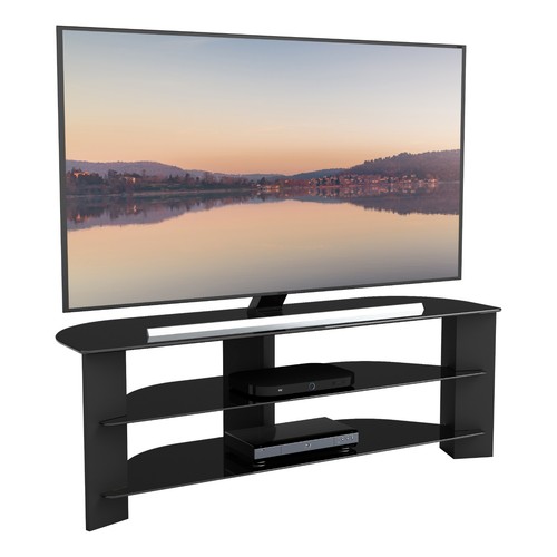 Black glass corner stand - black, tv
